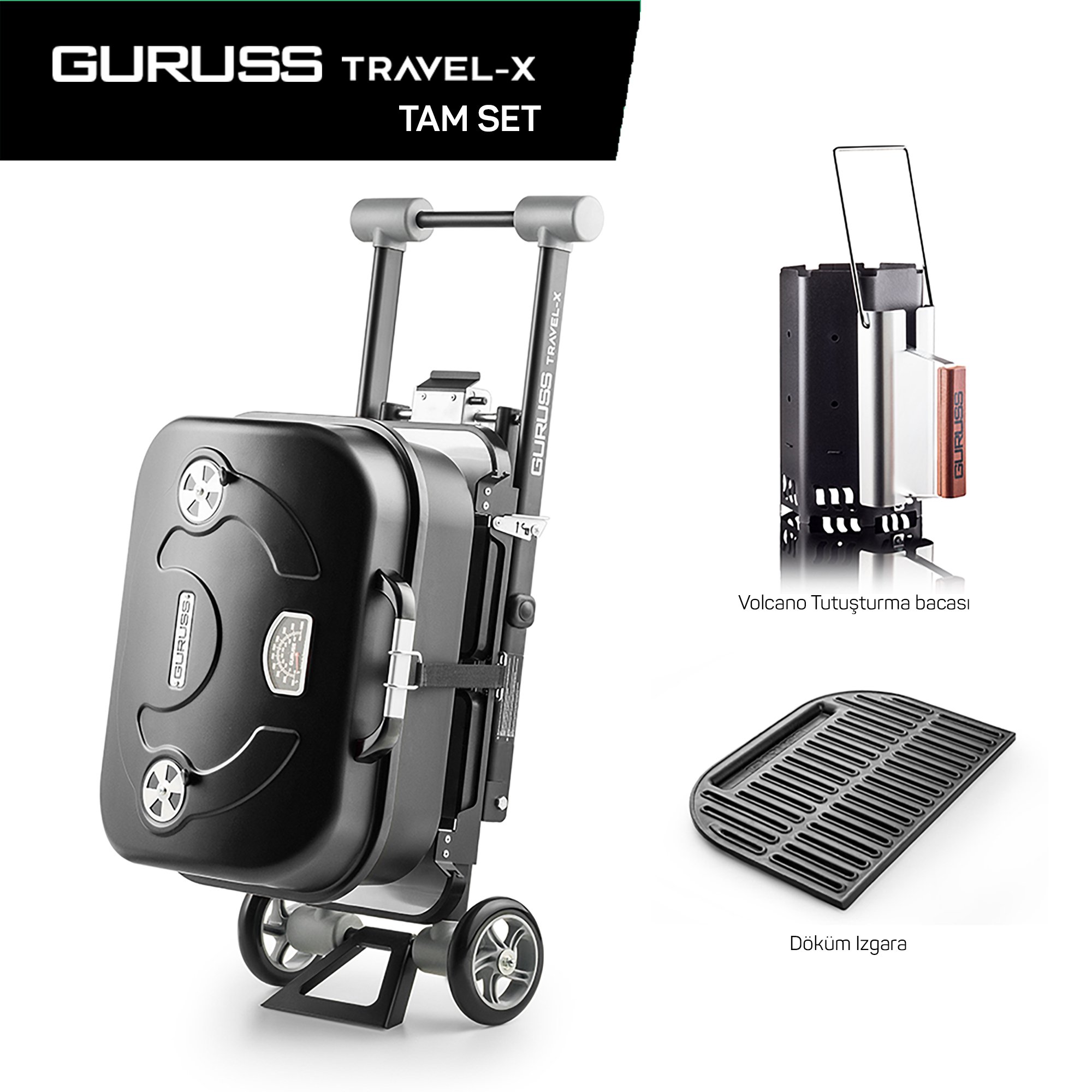 Guruss Travel-x Taşınabilir Mangal Tam Set Siyah