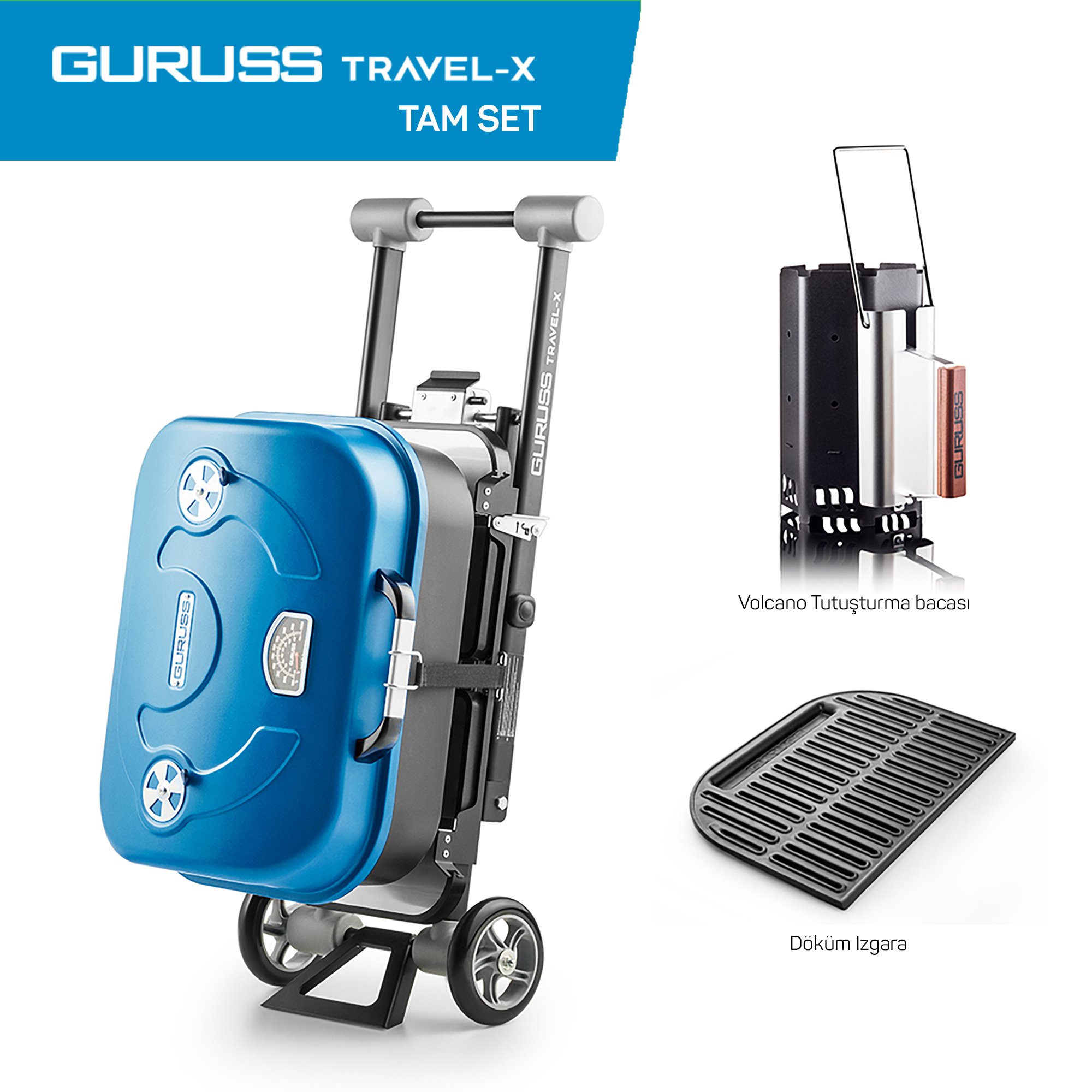 Guruss Travel-x Taşınabilir Mangal Tam Set Mavi