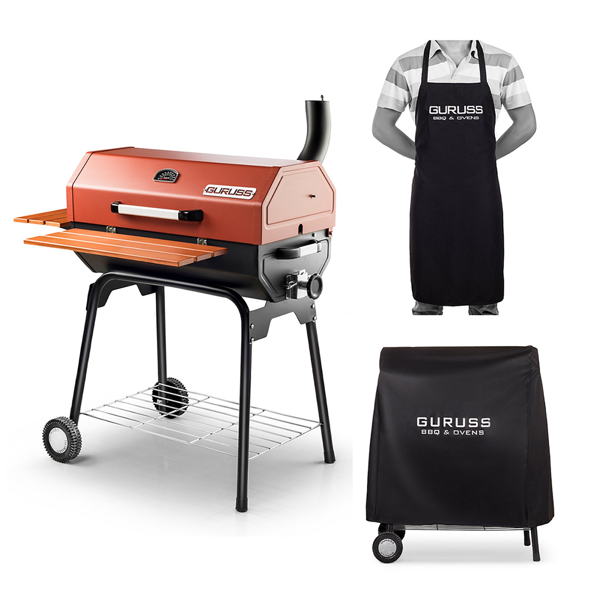 Guruss CG-075 Kömürlü Barbekü Mangal Oksit Kırmızı + Önlük + Kılıf