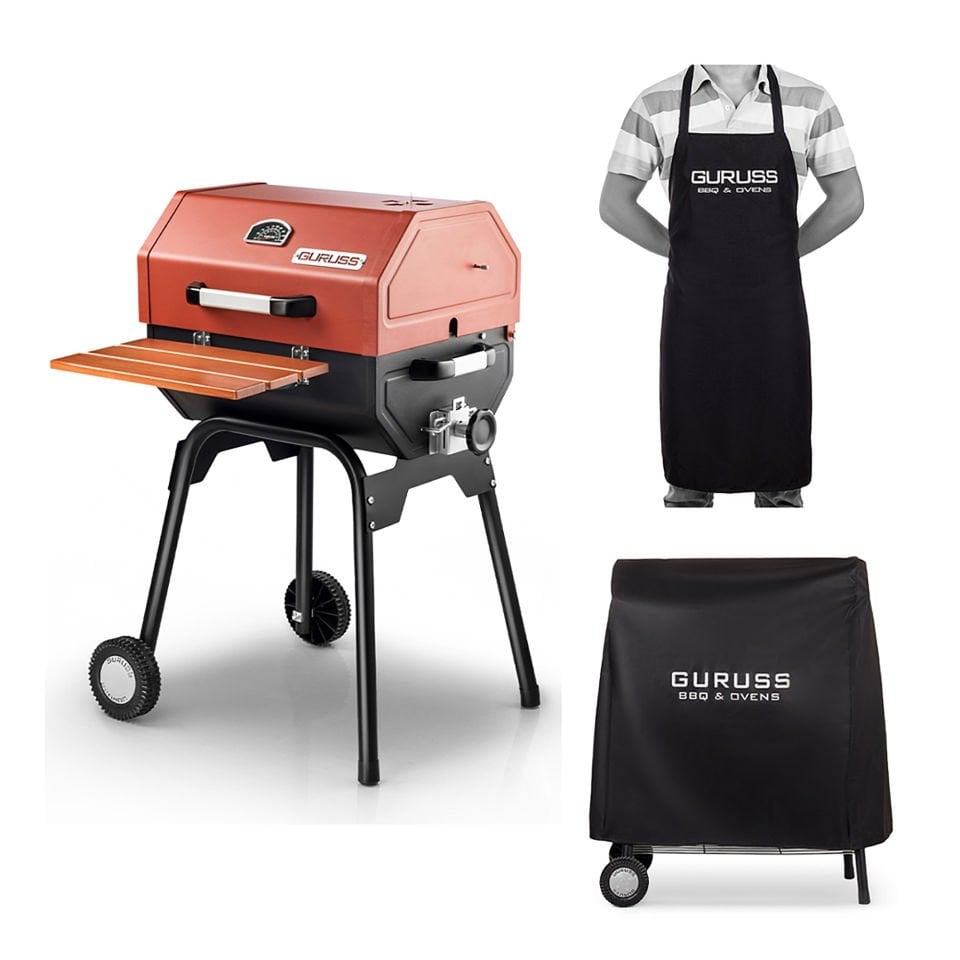 Guruss CG-050 Kömürlü Barbekü Mangal Oksit Kırmızı + Önlük + Kılıf