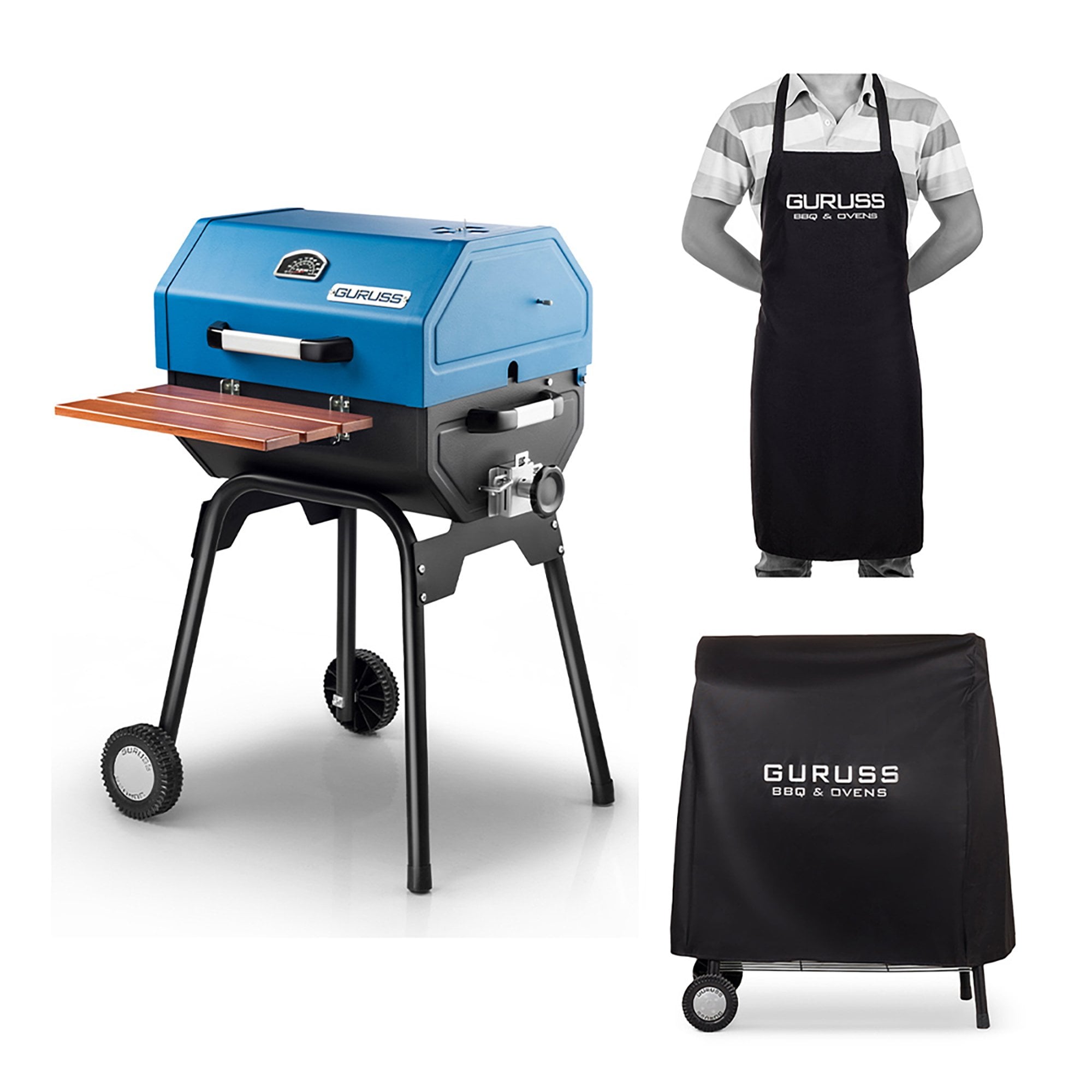 Guruss CG-050 Kömürlü Barbekü Mangal Mavi + Önlük + Kılıf